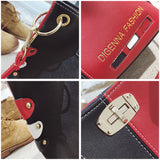 Cute Panelled Red/Black Handbag