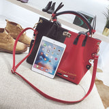 Cute Panelled Red/Black Handbag