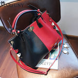 Cute Panelled Red/Black Handbag