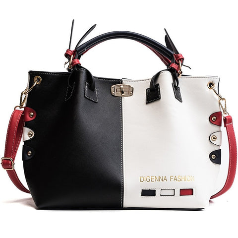 Cute Panelled Red/Black Handbag