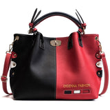 Cute Panelled Red/Black Handbag
