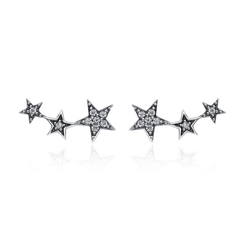 Sterling Silver Exquisite Stackable Star Stud Earrings