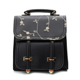Cute Leather Backpack With Floral Embroidery